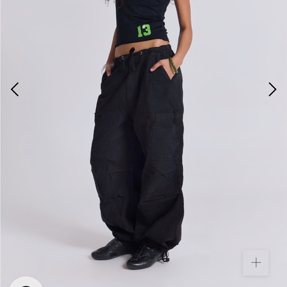Jaded London Black Wide Leg Cargo Pants
